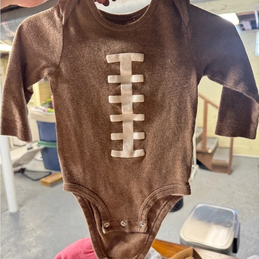 Brown Football Long Sleeve Bodysuit